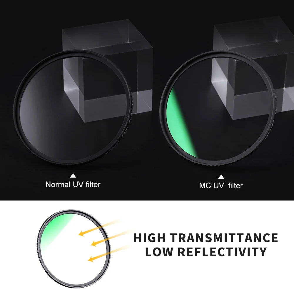 K & F Concept-lente de filtro UV de 37-86mm, lente óptica Ultra delgada MC con protección multicapa de 37mm, 49mm, 52mm, 58mm, 62mm, 67mm, 77mm y