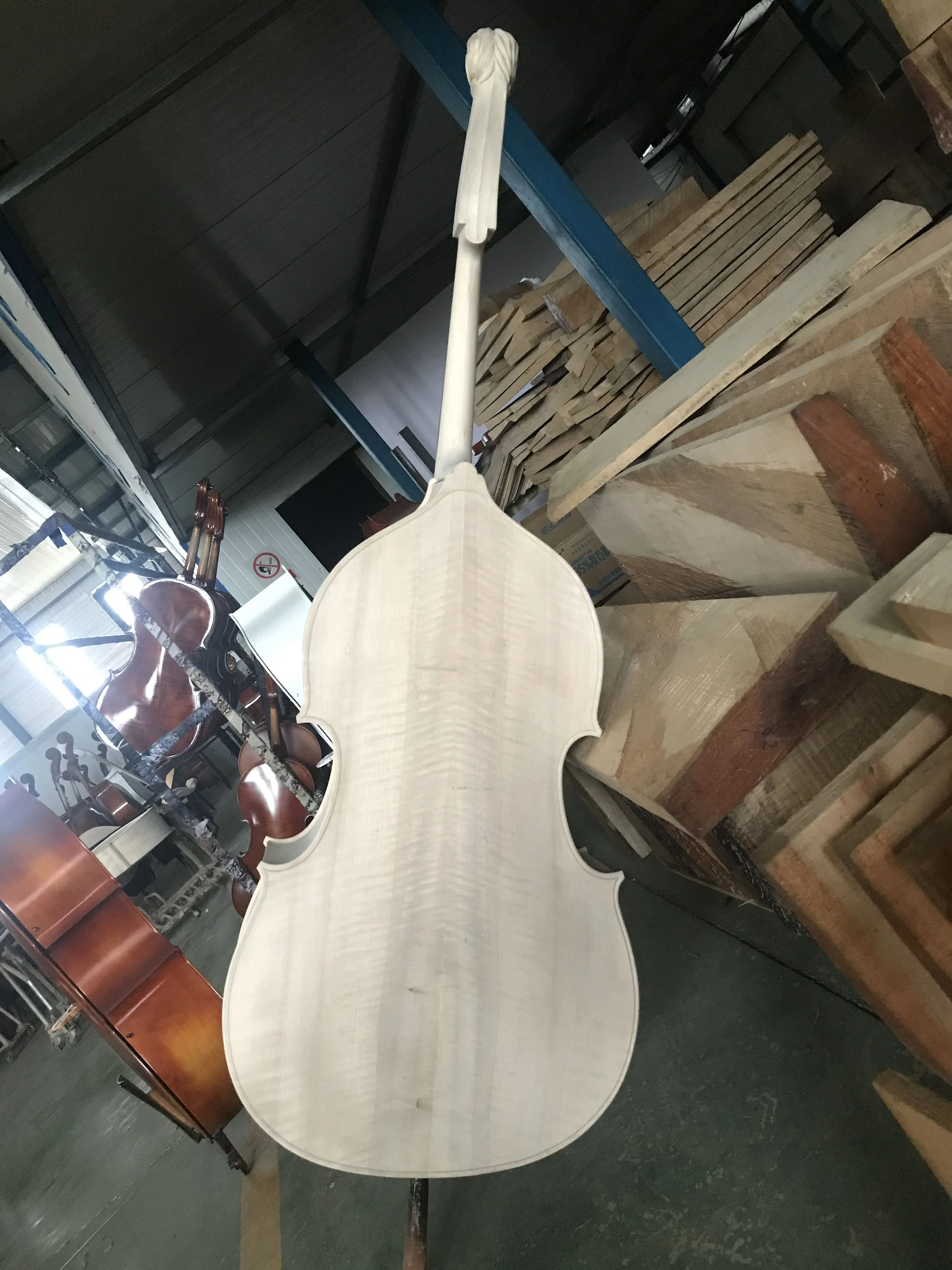 Custom Shape White Upright Bass, DIY Contrabass, Semi-finished Lion\'s Head, 3, 4, Double Bass, All European Wood Unfinished