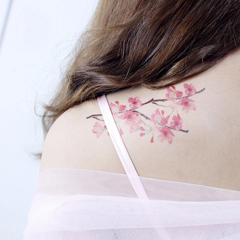 Waterproof  temporary tatoo Cherry blossoms tattoo stickers flower tattoo stickers fashion arm leg clavicle Tattoo stickers