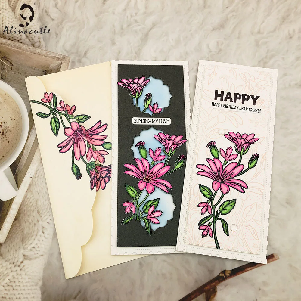 

Alinacutle Metal Cutting Dies Cut Slimline Card Die With Postcard Envelope DIY Card Paper Craft Handmade Crafting Punch Template