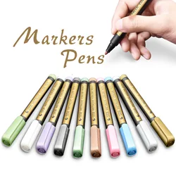 Juego de bolígrafos de dibujo de resina epoxi, rotuladores permanentes metálicos acrílicos, rotuladores de punta de grafiti, 10 colores