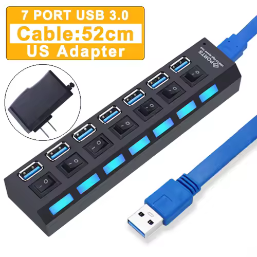 USB Hub 3.0 Hub USB 3 USB 2.0 Multi USB Splitter Power Adapter 4/7 Port Multiple Expander 2.0 with Switch for PC Accessories - Image 13
