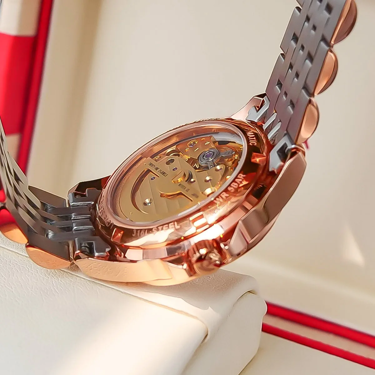 Reef Tiger Top Brand Lady Watches Luxury Flower Diamond Women Rose Gold Bracelet Automatic Watches Relogio Feminino RGA1583