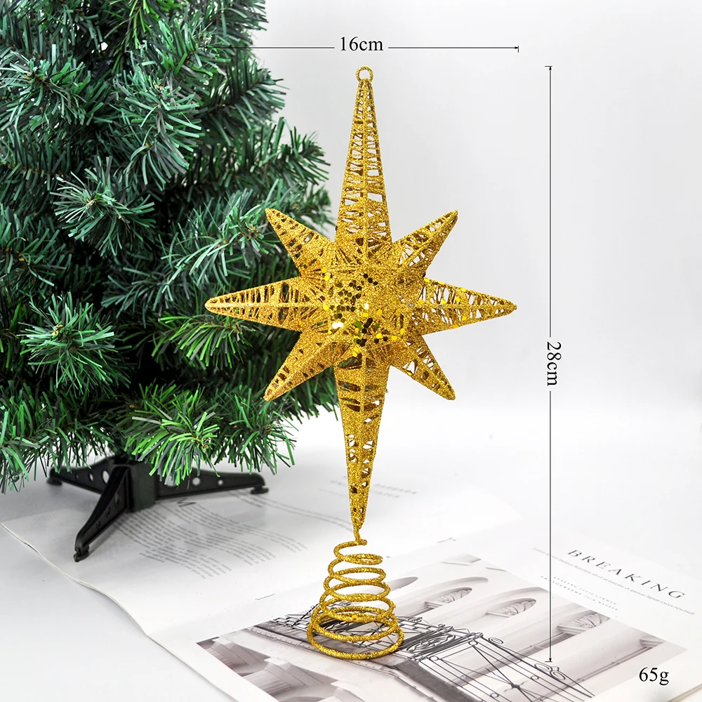 Arbre de noël à paillettes dorées, 1 pièce, décorations en fer et étoile, pour la maison, nouvel an 2021