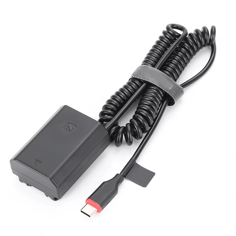 

H052 Wearproof Camera Power Cable Type-C to NP FZ100 Dummy Battery Compatible with A1 A7C A7III A7RIII A7SIII A7RM4 A7RIV A9