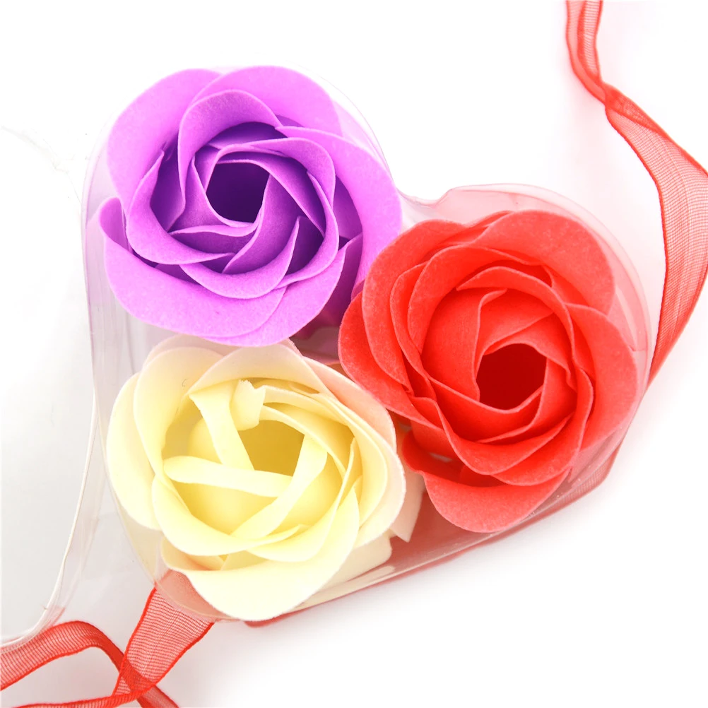 3Pcs/Box Heart Scented Bath Body Petal Rose Flower Soap Wedding Decoration Body Soap Wedding Party Gift