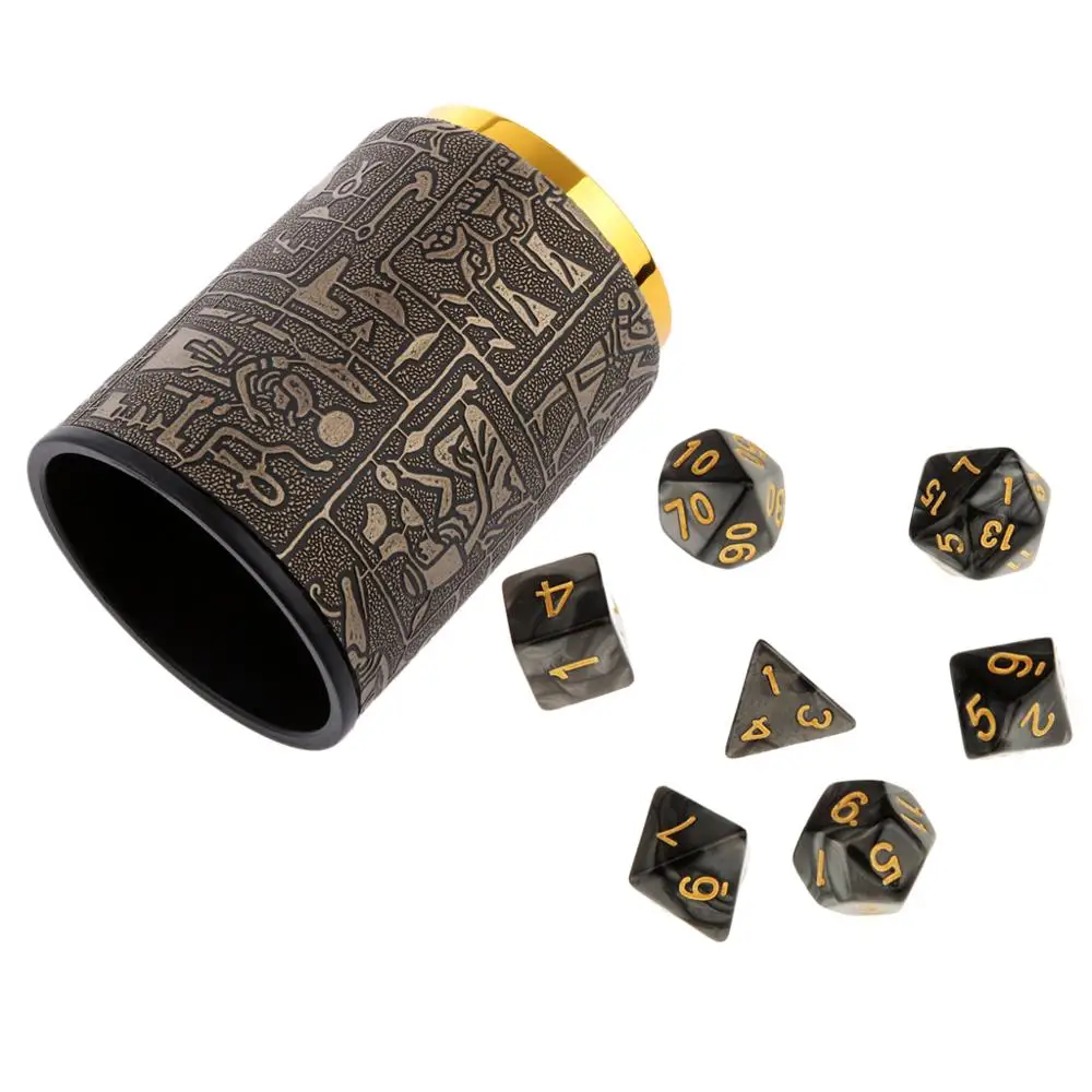 DND Dados RPG MTG 보드 게임용 다면체 주사위, 혼합 색상 주사위 세트 및 주사위 컵, D20, D12, D10, D8, D6, D4, 7 개