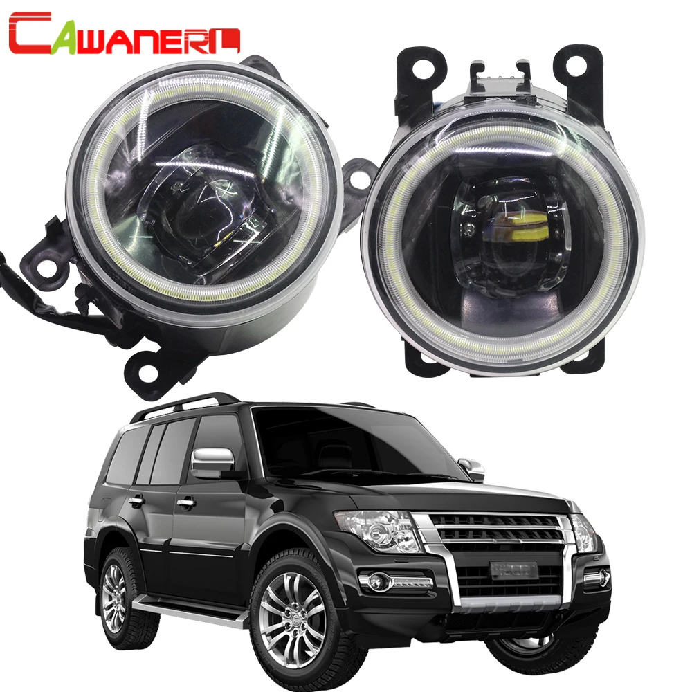 Cawanerl Car Accessories 4000LM LED Bulb Fog Light Angel Eye Daytime Running Lamp DRL 12V For Mitsubishi Pajero 4/IV 2007-2015