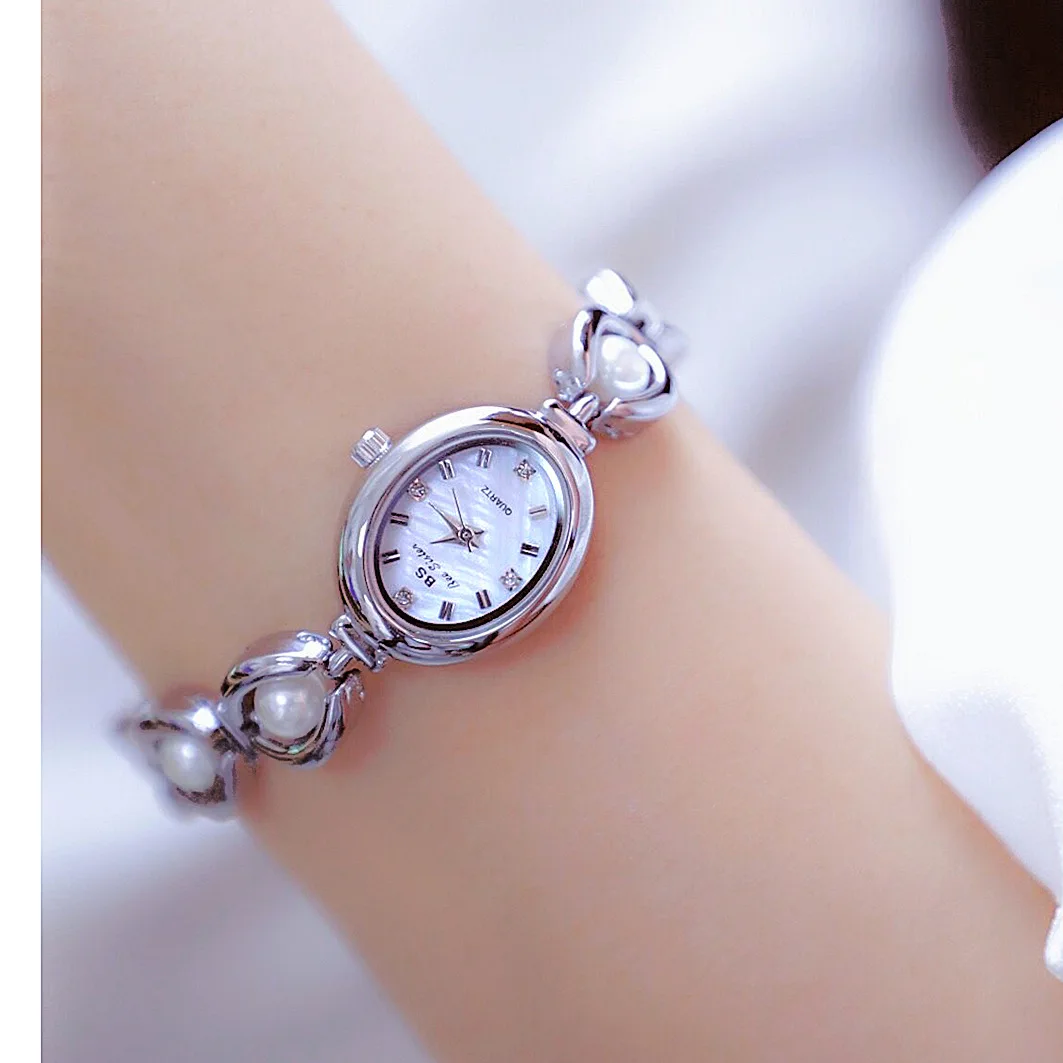 Japan Simple and Elegant Pearl Jewelry Watch Gold Silver Quartz Small Dial Steel Band Waterproof Wrist Watch for Women Relogio