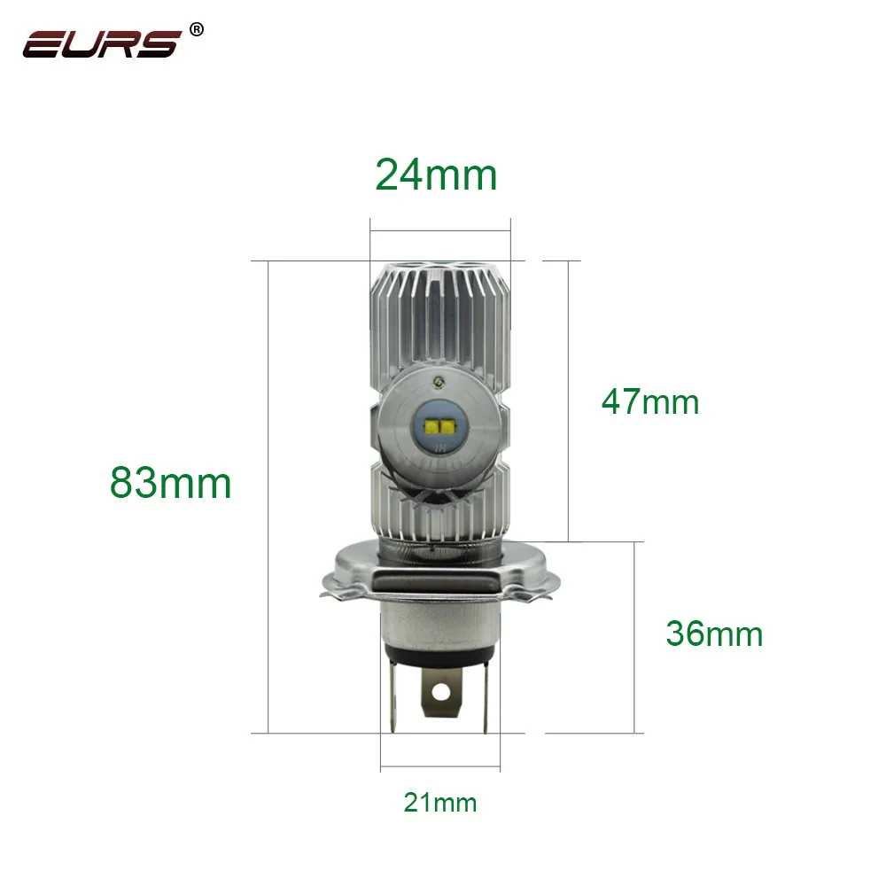 EURS 1PCS H4 HS1 H6 H6M BA20D Led Motorcycle Headlight Bulb Fog Light Hi Lo Lamp ATV Scooter Accessories Moto Electric Car Light