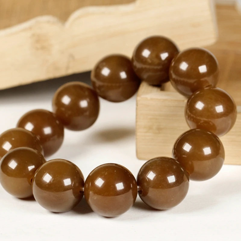 Hetian Jade Natural Sugar Jade Balls Old Pit Material Whole String of 17-18mm Bracelet with Pearl Men's Large Handwear