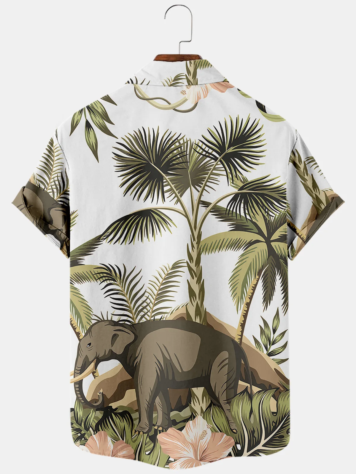 2021 Summer Short Sleeve Shirt 4 Palm Leaf Elements Digital Printed Shirt Men's