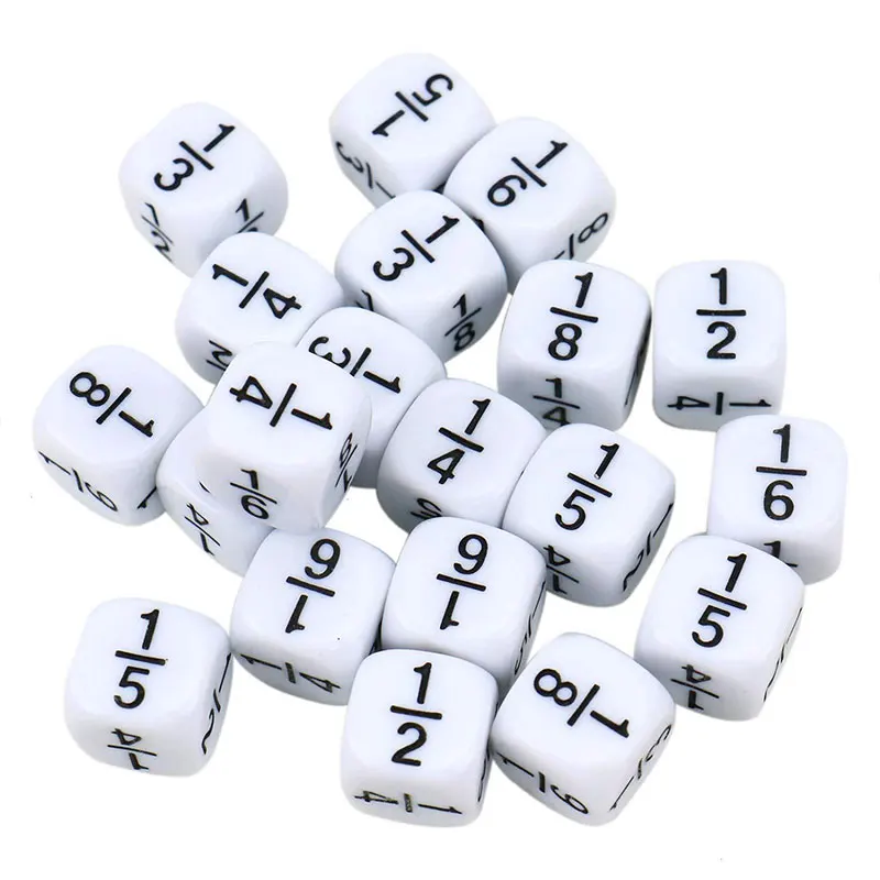 10 Pcs/set Fraction Dice White 16*16mm Fractional Number Dices Montessori Educational Kids Math Toys for Children Games Toys