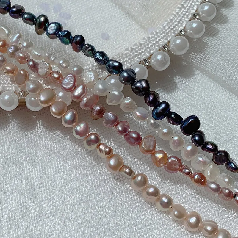 Elegant Natural Freshwater Pearl Necklace for Women Small Irregular Nuggets Baroque Pearl Wedding Jewelry Choker Short Collier