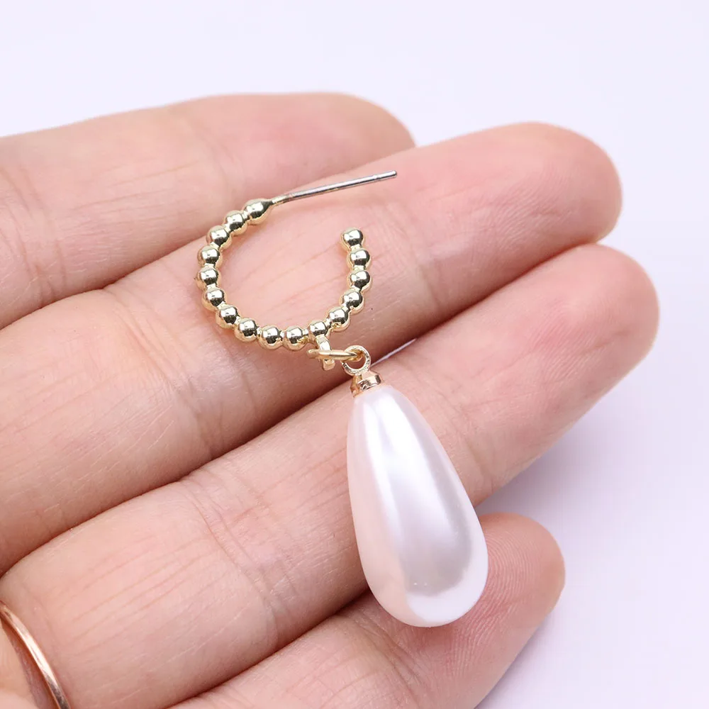 Eruifa 10pcs High Quality Cream Tear Plastic Pearl Beads Charms Pendant Jewelry DIY Earring Necklace