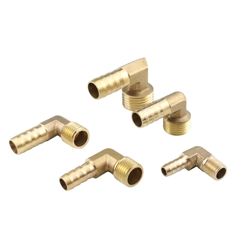 Quick Coupling For Hose Brass Barb Fitting Elbow 6 8 10 12 16mm To 1/4 1/8 1/2 3/8 BSP Male Thread Connector Joint Adapter Gold