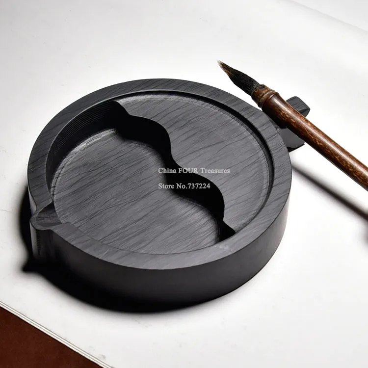 Pietra naturale Inkstone calligrafia cinese pittura Ink-well Ink Stone Student Ink Stone con copertura rettifica Inkwell