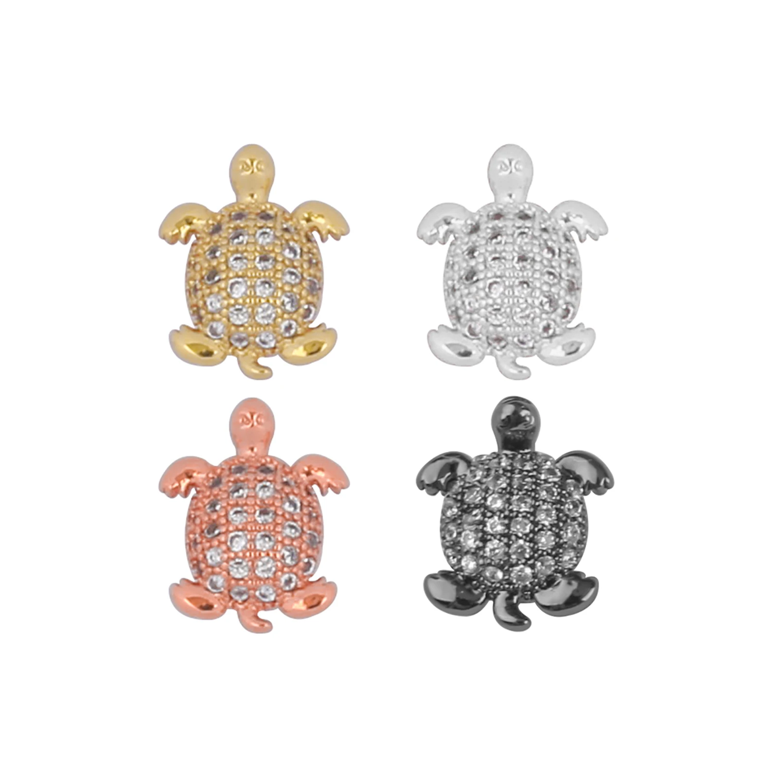 

10pcs/Lot 8mm CZ Spacer Turtle Beads Brass Micro Pave Cubic Zirconia Beads Jewelry Making Diy Charms Bracelet Wholesale CZBS51