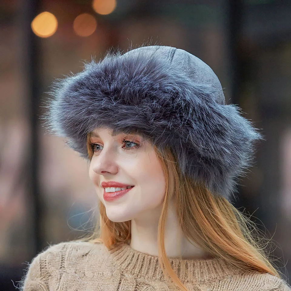 Neue Dicke Warme Russische Hut Damen Wildleder Bomber Hut Winddicht Frauen Pelz Hut Weibliche Mongolei Kappe Frauen Fuchs Pelz Skullies Beanies – Detail 8