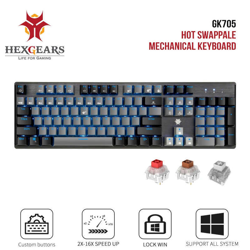 HEXGEARS GK715 Kailh BOX Switch Gaming LOL Keyboard Waterproof Hot Swap 104 keys Keyboard Pink Gaming Mechanical keyboard