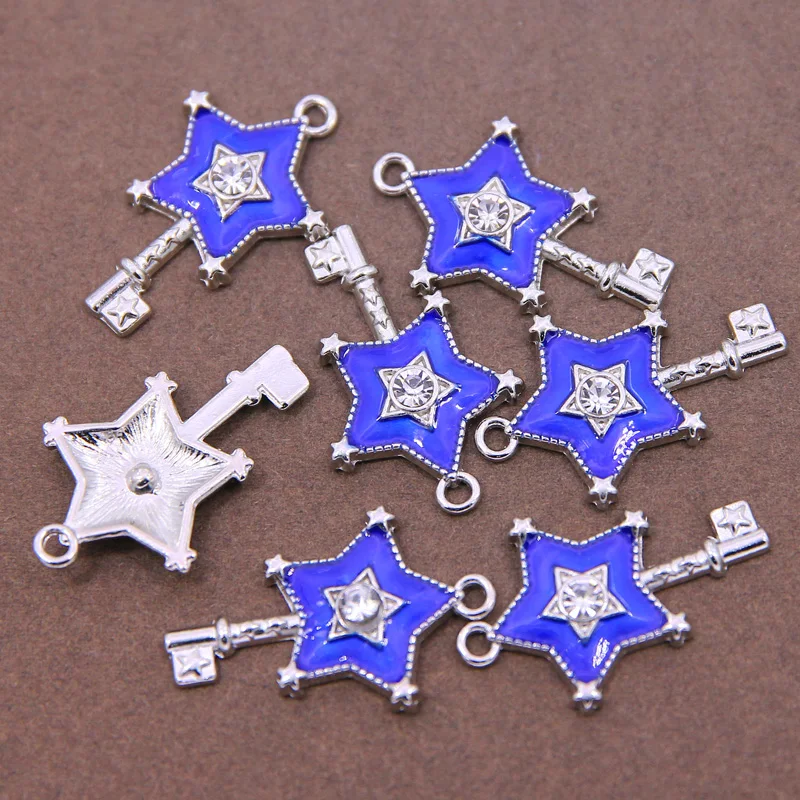 6pcs/lot 21*32mm Glitter Flatback Alloy enamel candy star charms perfect for pendants,earrings diy Necklace Accessories