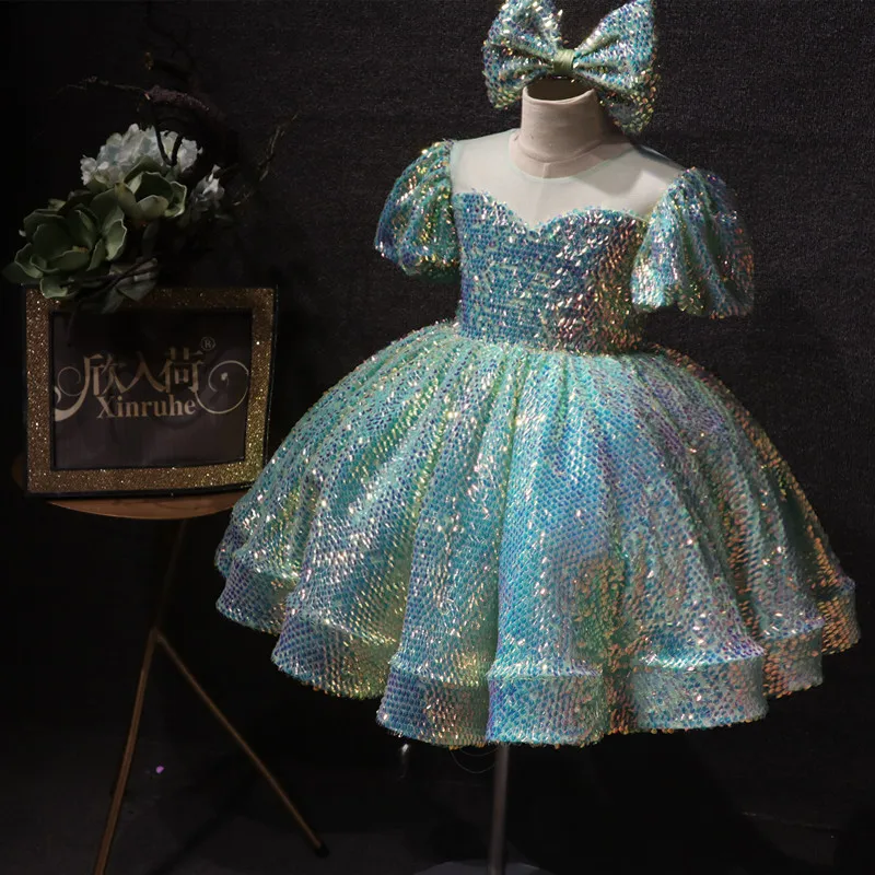 Robes de demoiselle d'honneur, pour robe de soirée de mariage, robes de concours, robe de première Communion à volants en Tulle pour enfants, 2022