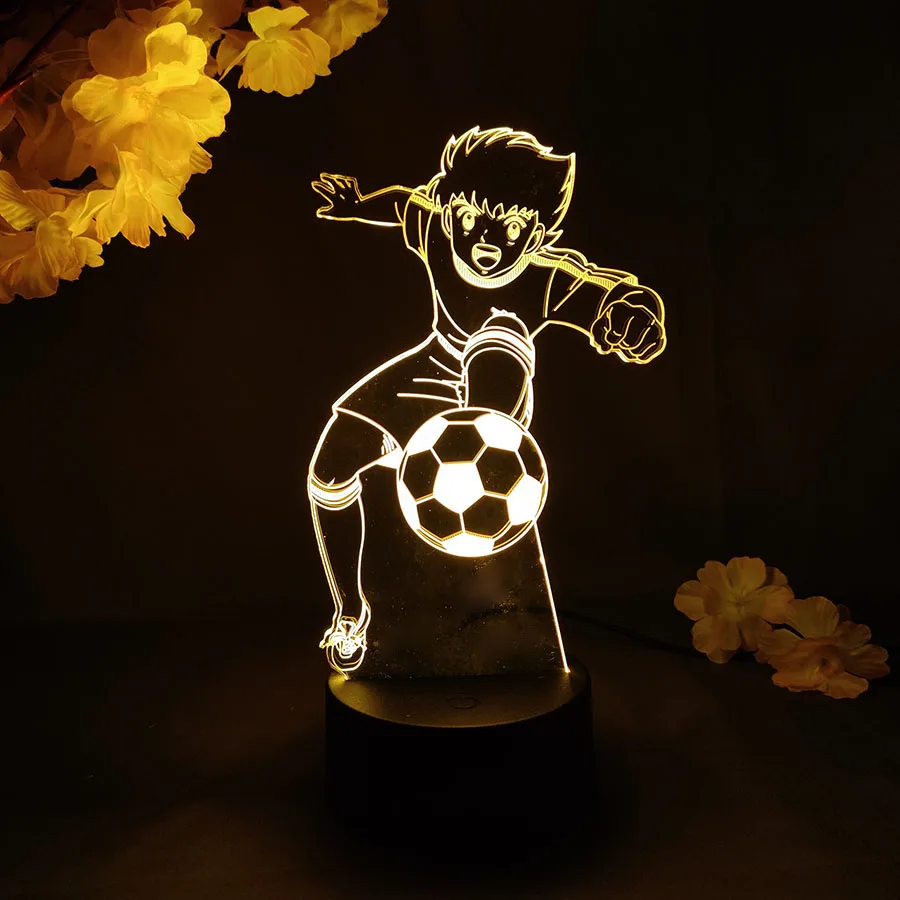 Figura de capitán Tsubasa de Anime, luz Led nocturna colorida para el hogar, habitación, decoración navideña de cumpleaños, algo sobre regalo de fútbol, lámpara 3d