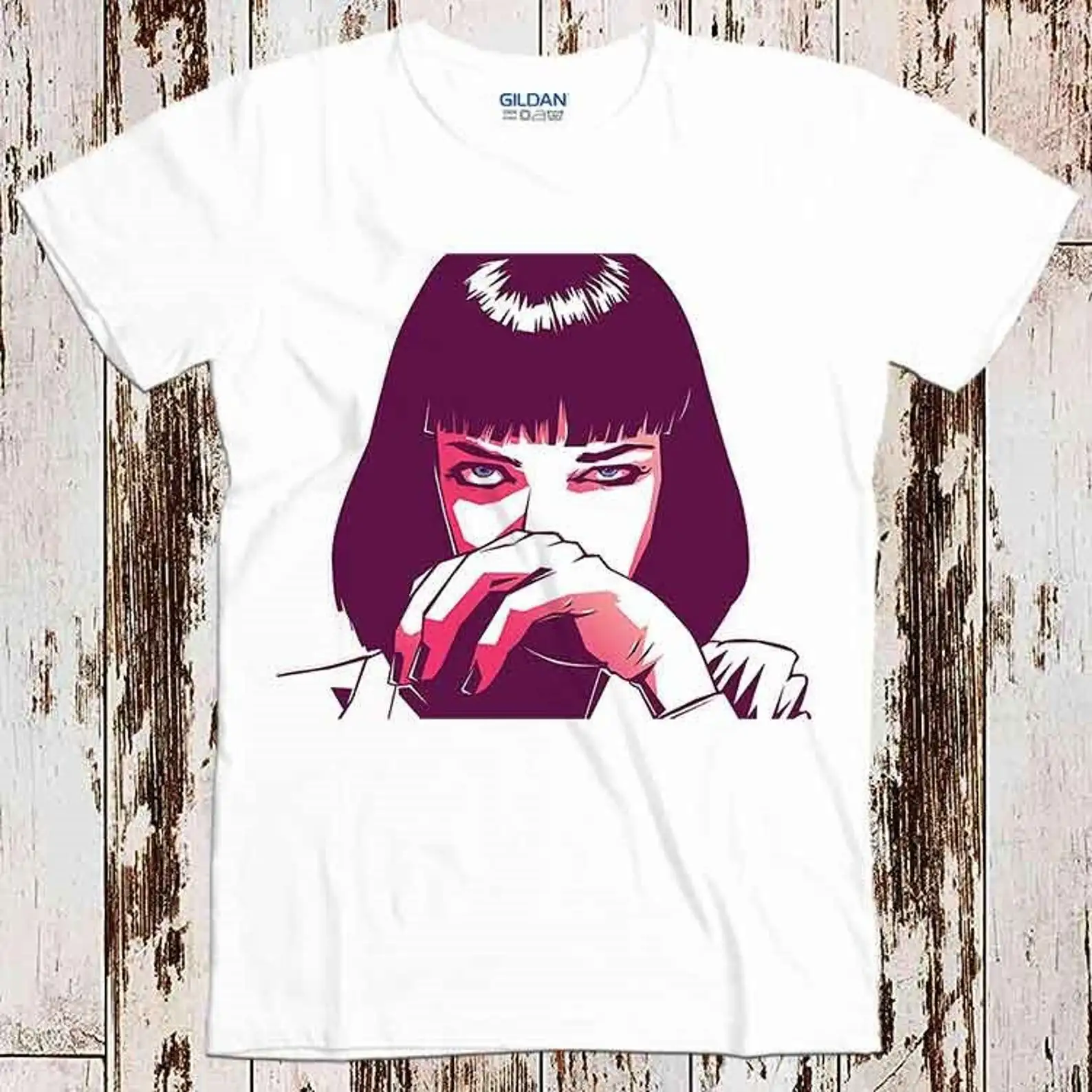 Mia Wallace Pulp Fiction Art Tarantino Print Tops Casual Ladies Basic O-collar Short Sleeved Women T-shirt Girl,Drop Ship