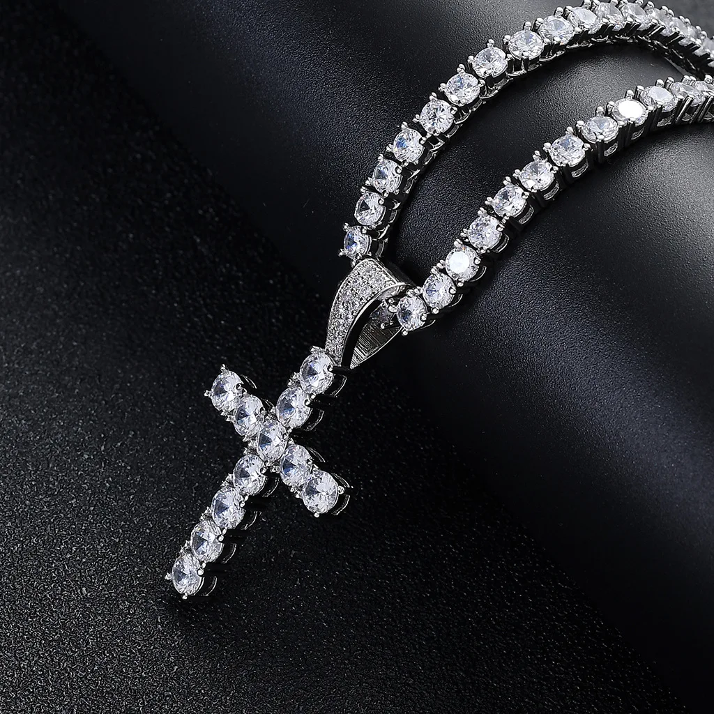 

CZ Cross Iced Out Bling Bling Pendant Necklace Mirco Pave Prong Setting Men Women Female Male Fashion Hip Hop Jewelry BP118