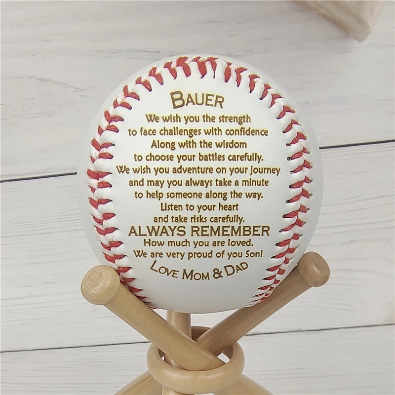 1pc Personalized Handmade Baseballs Never Doubt Gift For Son Grandson Customized Baseball Balls Gifts Softball Bats Engraved