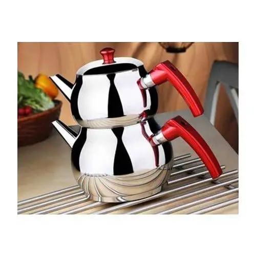 حجم الأسرة إبريق شاي صلب مصفاة الذاتي إبريق الشاي ، مقبض أحمر