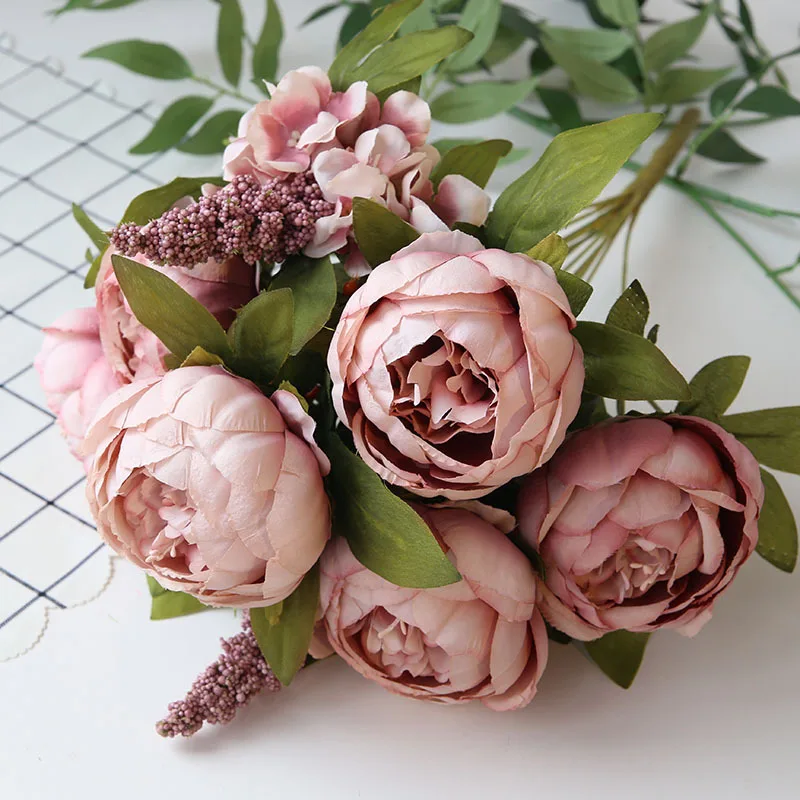 Artificial Peony Flowers Autumn Home Decoration European Peony Silk Artificial Flower Weeding Decoration Artificial Flowers