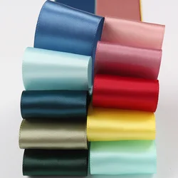 100Yards 6mm 9mm 13mm 16mm 19mm 25mm 38mm Silk Satin Ribbon Single Face Solid Color DIY Material Gift Wedding Packing Ribbons