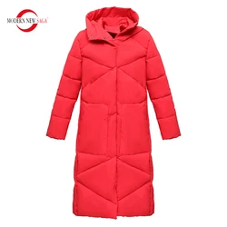 MODERN NEW SAGA Quilted Coat Winter Women Long Coat Cotton Padded Coat Parka Female Overcoat Long Jackets Plus Size Outerwear