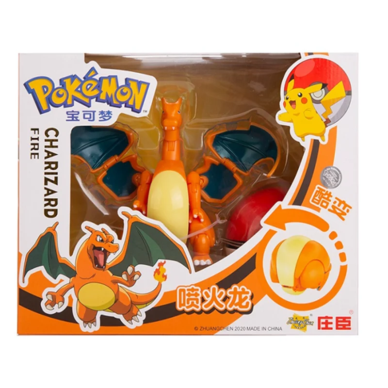 Pokemon Figures Genuine Original Box Deformation Toy Anime Figure Pikachu Charizard Greninja Pocket Monster Pokeball Model Gift