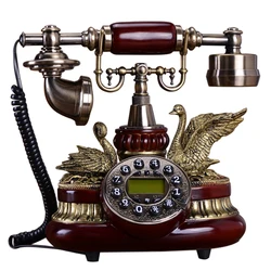 Retro Vintage Swan Antique Corded Telephones European Resin phone table Landline Fixed For Home Office White Red decoration