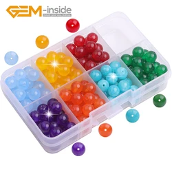 Natural 8mm 168 pcs 7 Chakra Stones Beads Set For Jewelry Making Loose Stone Round Bead Box For Bracelet DIY Gifts 24 pcs