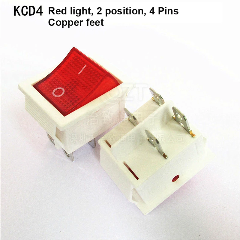 KCD4 Đính Đá Công Tắc ON-OFF 2 Vị Trí 4 Chân/6 Pin Thiết Bị Điện Có Đèn Công Tắc Nguồn Công Tắc bộ Đội 16A 250VAC/ 20A 125V