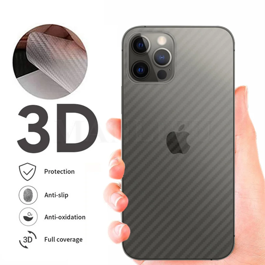 Back Full Cover Carbon Fiber Film For iPhone 11 12 13 Pro MAX mini Screen Protector on iPhone 7 8 Plus SE 2020 XR X XS Not Glass