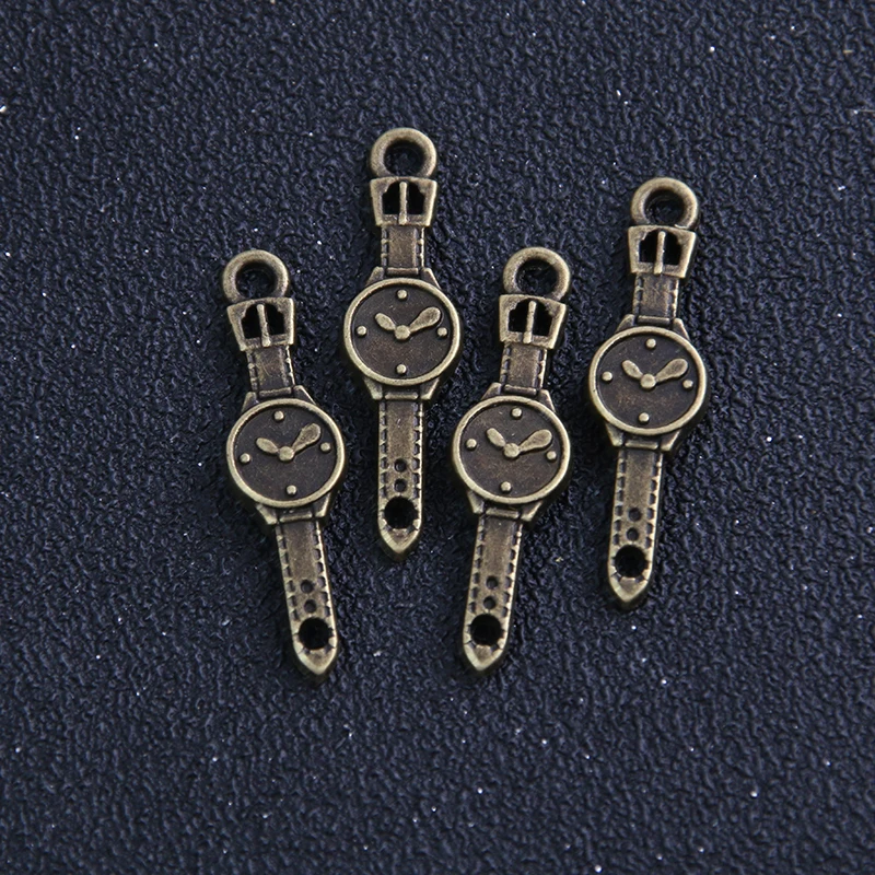 10 pieces/lot 10*35mm Wholesale Antique Antique   Metal Alloy Small Watch Charm Jewelry Watch Pendant