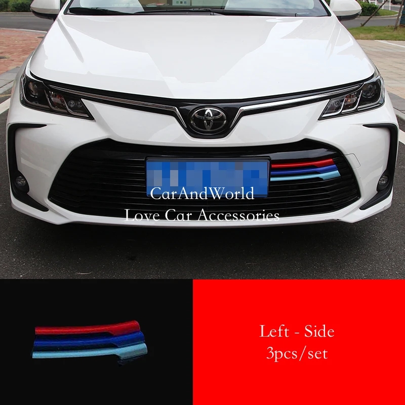 For Toyota Corolla E210 2019-2024 Front Grille Guard Strips Center Net Three Color Frame Trims Cover Car Decorate Accessories