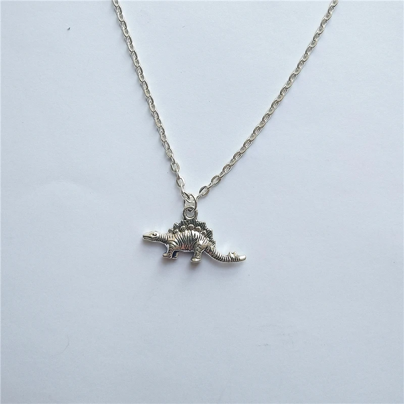 Small Stegosaurus Necklace, Dinosaur Charm, Dinosaur Pendant, Minimalist Necklace for Man Woman