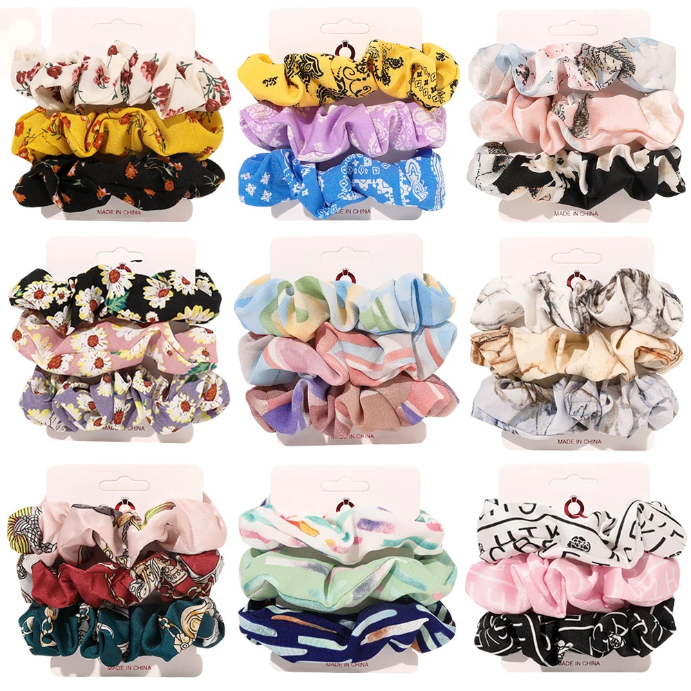 

Ruoshui Woman New Scrunchie Printed Hair Ties Rubber Band Elastic Hairband Girls Ponytail Holders Lady Hair Accessories Headwear