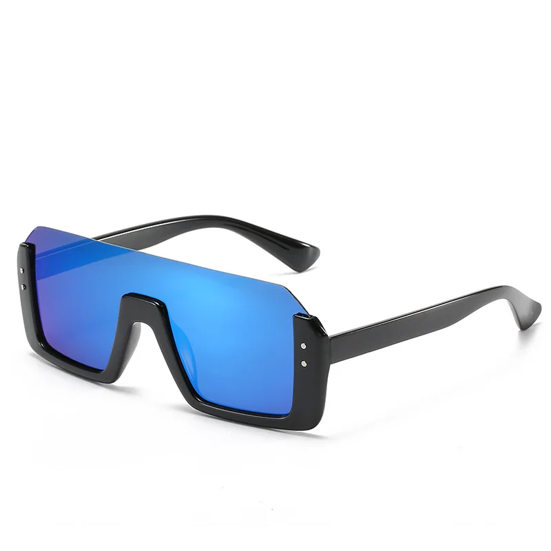 Kacamata Hitam Ukuran Besar Persegi Hitam Kacamata Hitam Warna-warni Bingkai Besar Wanita Cermin Oculos Uniseks Setengah Bingkai Warna Hip Hop