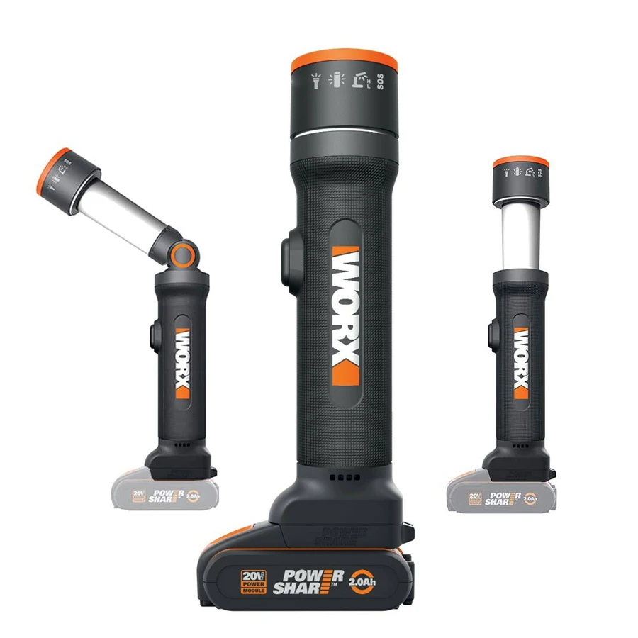 

20V Telescopic LED Flashlight ,WORX WX027 Multifunctional Wireless Portable Spotlight