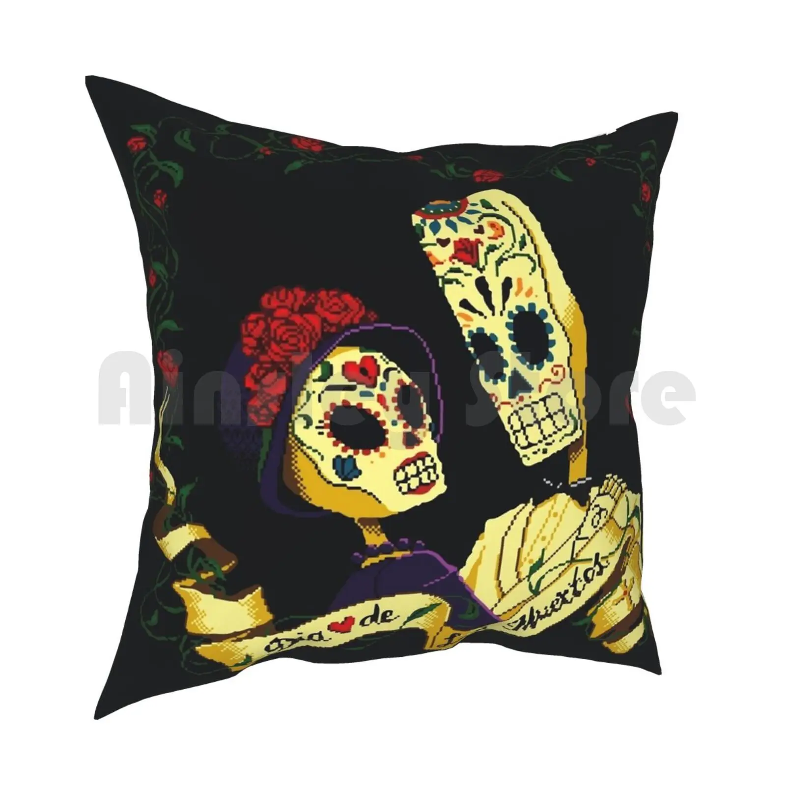 Dia De Los Muertos Pillow Case Printed Home Soft DIY Pillow cover Grim Fandango Manny Skeleton Calavera Game Games Old