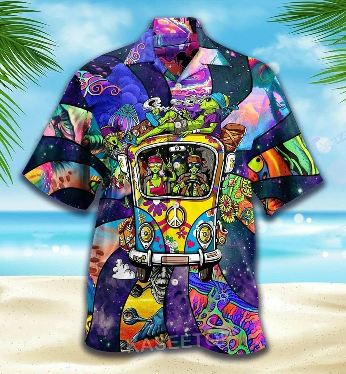 New Summer Mens Beach Short Sleeve Trippy Drawing 3D Printed Hawaiian Shirt Casual Button Wild Blouses Oversize Streetwear Tops