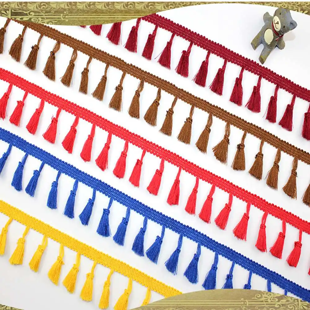Beatiful 2 Yards Lace Ribbon Tassel Fringe Cotton Ethnic Lace Trim Ribbon Sewing Latin Dress Stage Garment Curtain Decorative Di