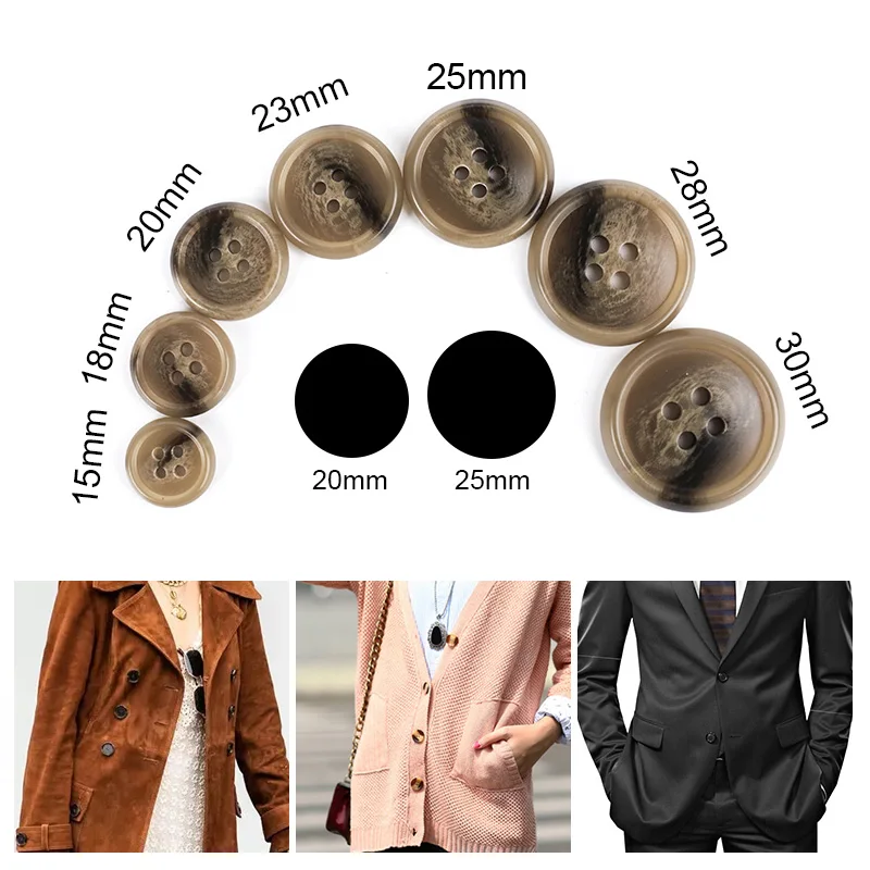 Botones de resina de 4 agujeros, accesorios de costura de tamaño completo para ropa, botones de plástico decorativos hechos a mano, bricolaje, 20