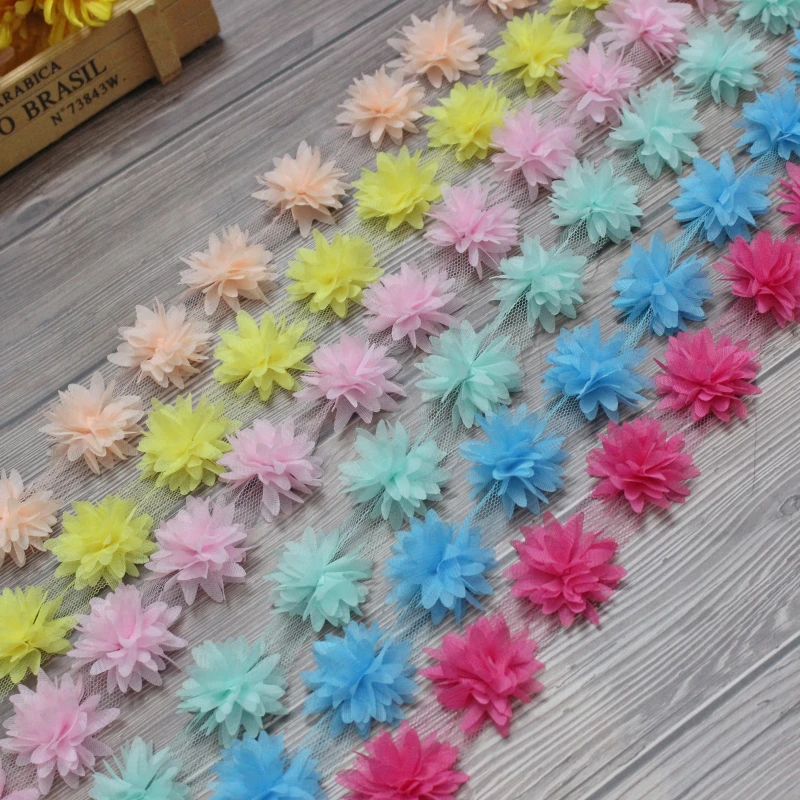 zsbszc fashion 20 Yards Spitzenborte Chiffonstreifen 18 Farben 3D Chiffon 4,4 cm Breite DIY Hochzeitskleid Haarband Dekoration XF14 – Detail 5